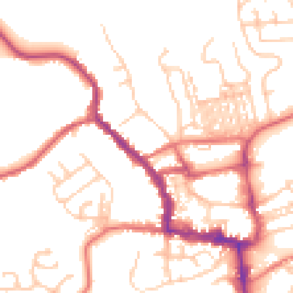 Daytime road noise heatmap for NE61 1BT