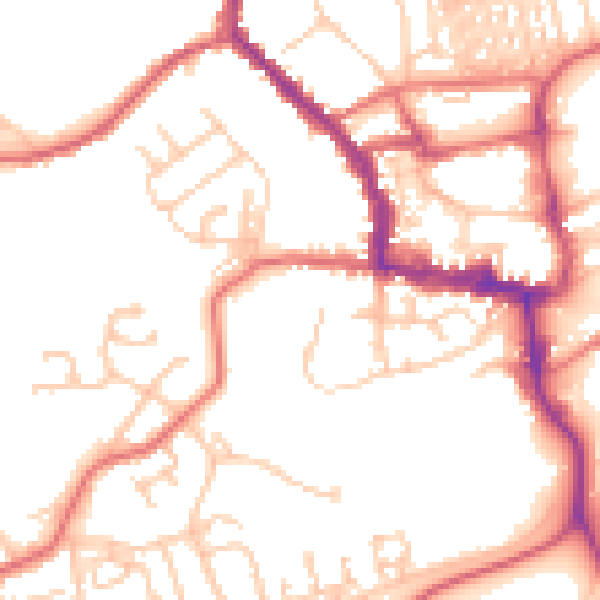 Daytime road noise heatmap for NE61 1LT