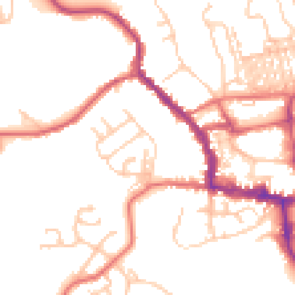 Daytime road noise heatmap for NE61 1QT