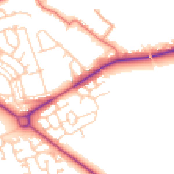 Daytime road noise heatmap for NE61 2GQ