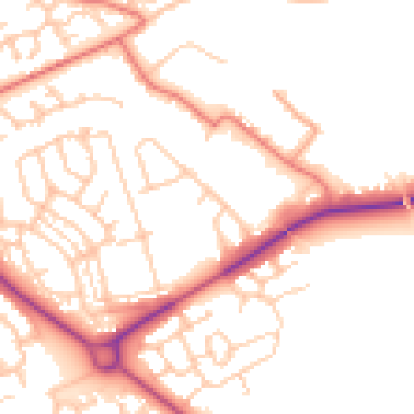 Daytime road noise heatmap for NE61 2HE