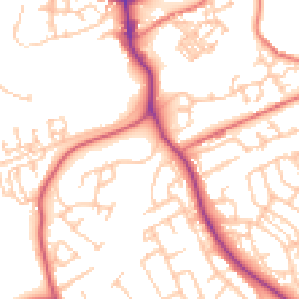 Daytime road noise heatmap for NE61 2SR