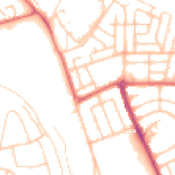 Daytime road noise heatmap for NE7 7AL