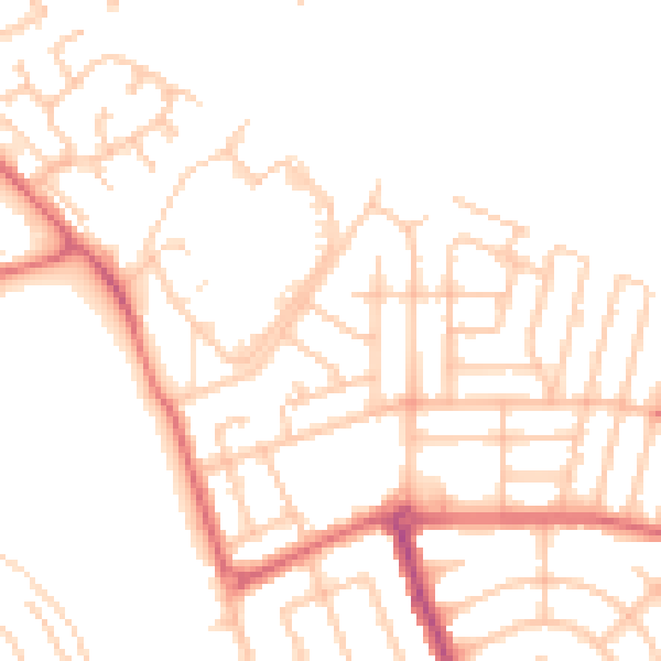 Daytime road noise heatmap for NE7 7AS