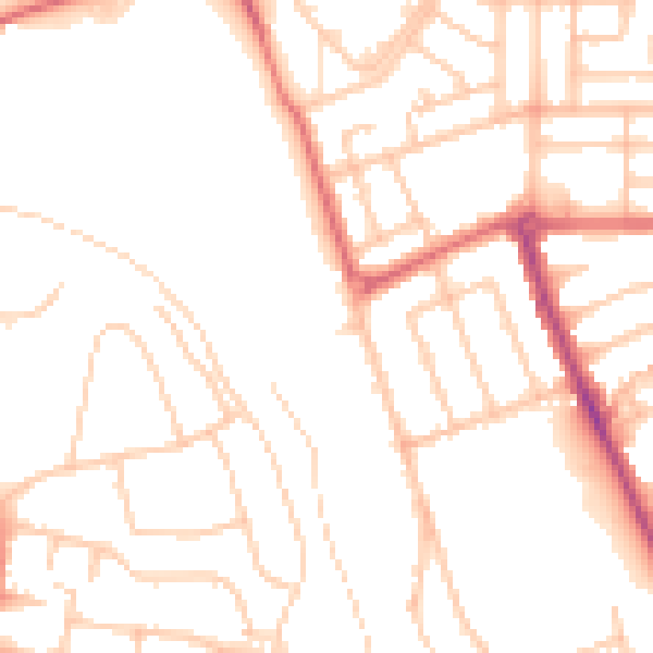 Daytime road noise heatmap for NE7 7BB