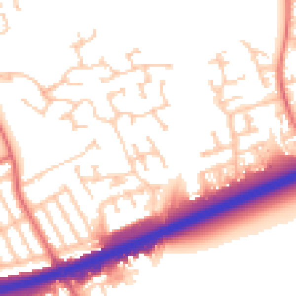 Daytime road noise heatmap for NE7 7FF