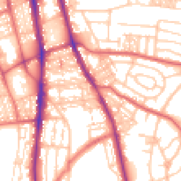 Daytime road noise heatmap for NE9 5EL