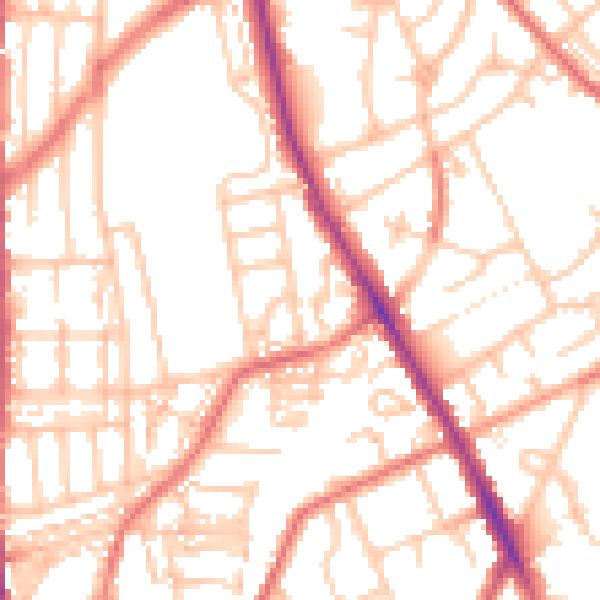 Daytime road noise heatmap for NE9 5UH