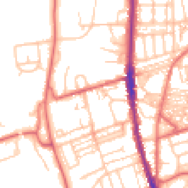 Daytime road noise heatmap for NE9 6DE