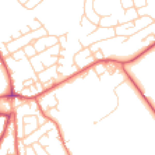 Daytime road noise heatmap for NE9 7AA