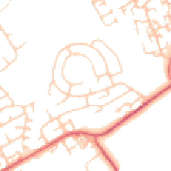 Daytime road noise heatmap for NE9 7BY