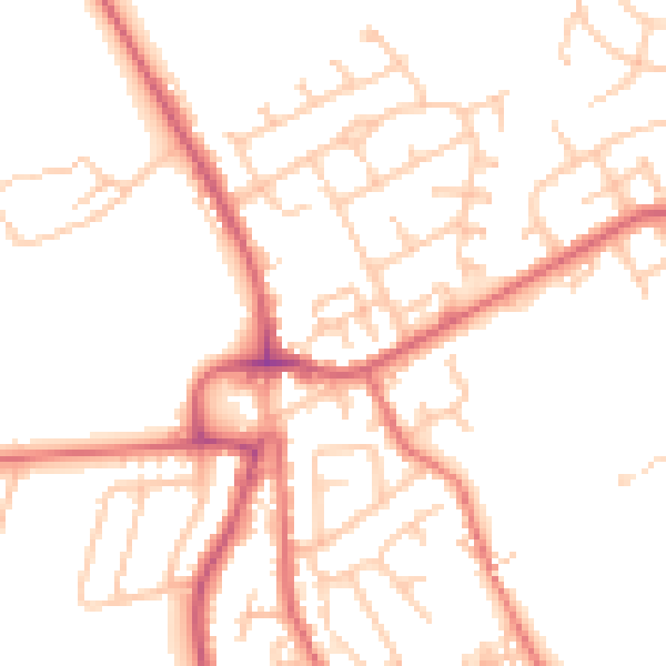 Daytime road noise heatmap for NE9 7NA