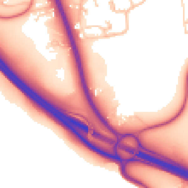 Daytime road noise heatmap for NE9 7UA
