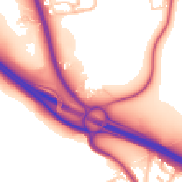 Daytime road noise heatmap for NE9 7UB