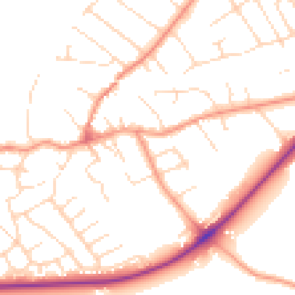 Daytime road noise heatmap for NG12 2FJ