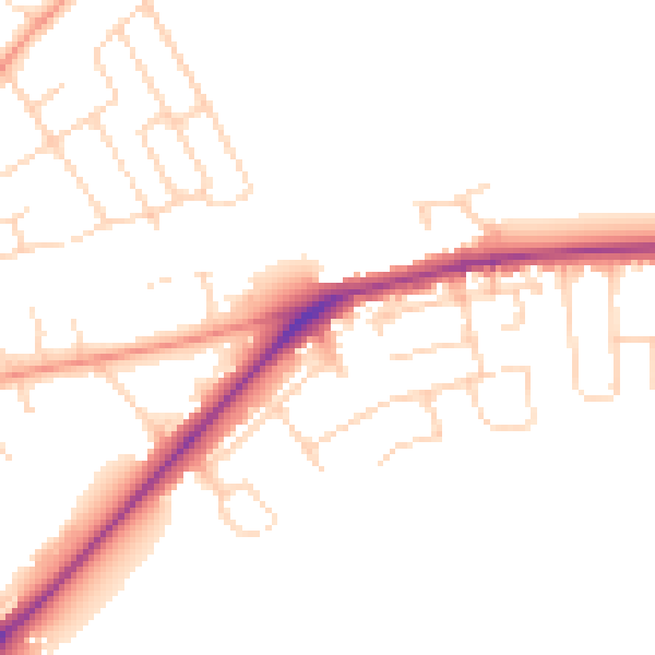 Daytime road noise heatmap for NG12 2HA