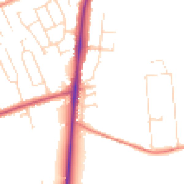Daytime road noise heatmap for NG15 0AZ