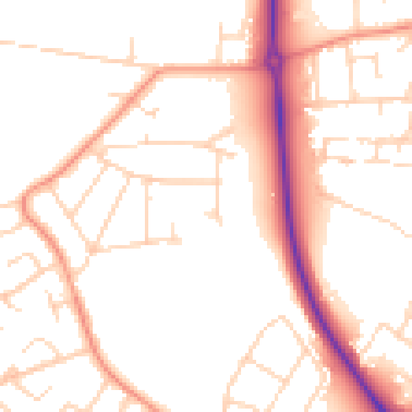 Daytime road noise heatmap for NG15 6QW