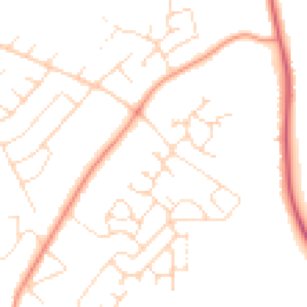 Daytime road noise heatmap for NG15 8HA