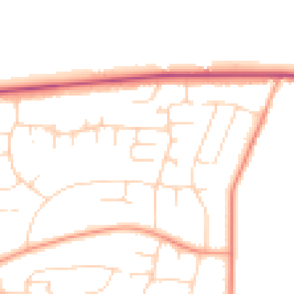 Daytime road noise heatmap for NG15 9EY