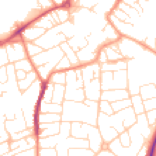 Daytime road noise heatmap for NG17 1AD