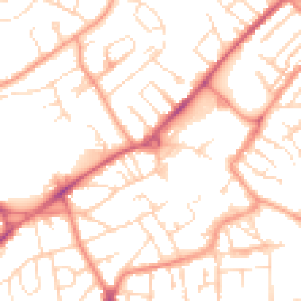 Daytime road noise heatmap for NG17 1AJ