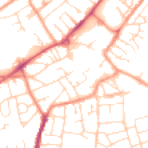 Daytime road noise heatmap for NG17 1AQ