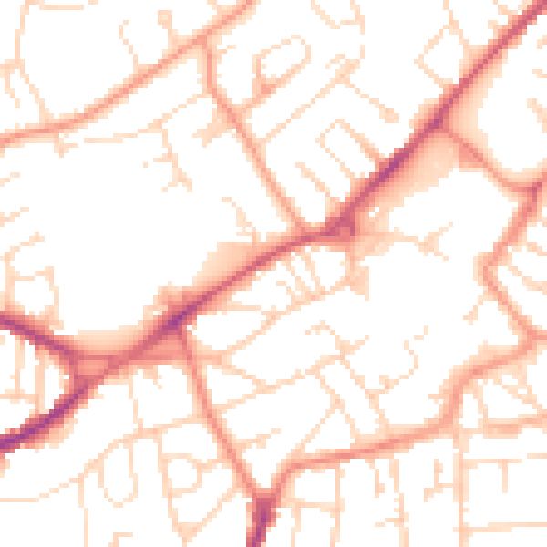 Daytime road noise heatmap for NG17 1AX