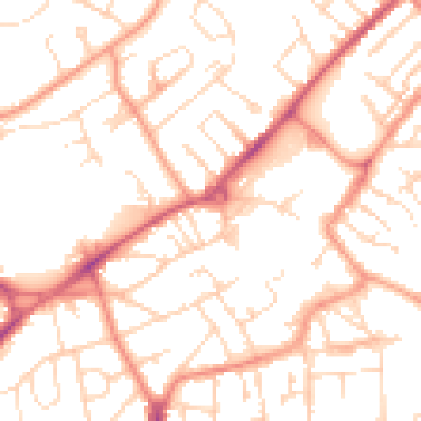 Daytime road noise heatmap for NG17 1BG