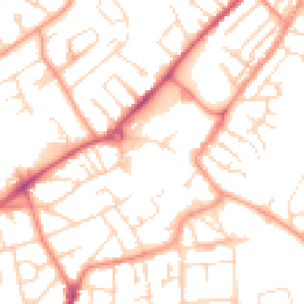 Daytime road noise heatmap for NG17 1BJ