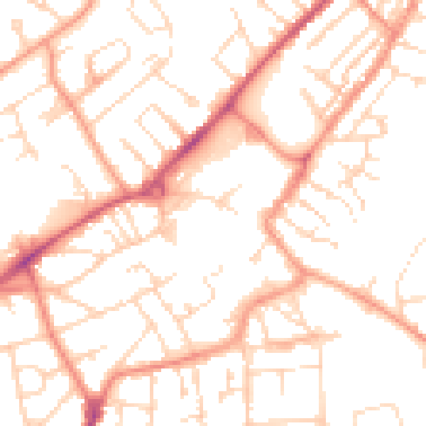 Daytime road noise heatmap for NG17 1BL