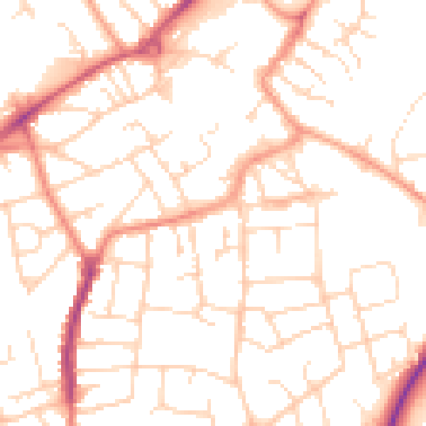 Daytime road noise heatmap for NG17 1BU