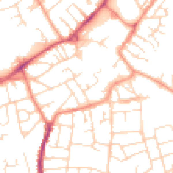 Daytime road noise heatmap for NG17 1BW