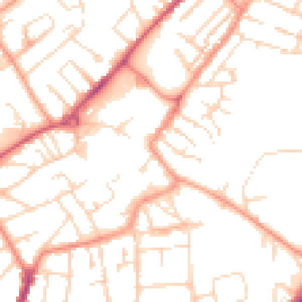 Daytime road noise heatmap for NG17 1DA