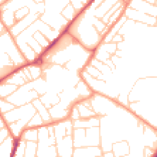 Daytime road noise heatmap for NG17 1DB