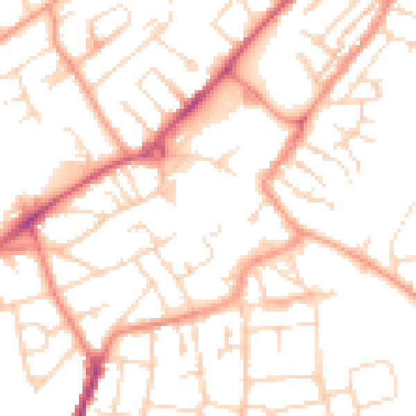 Daytime road noise heatmap for NG17 1DH
