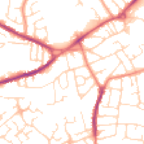 Daytime road noise heatmap for NG17 1DR