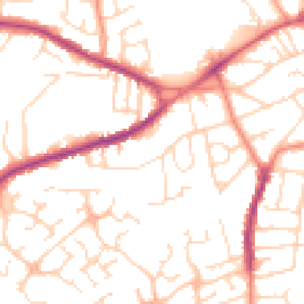 Daytime road noise heatmap for NG17 1DS