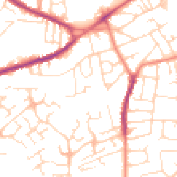 Daytime road noise heatmap for NG17 1DX