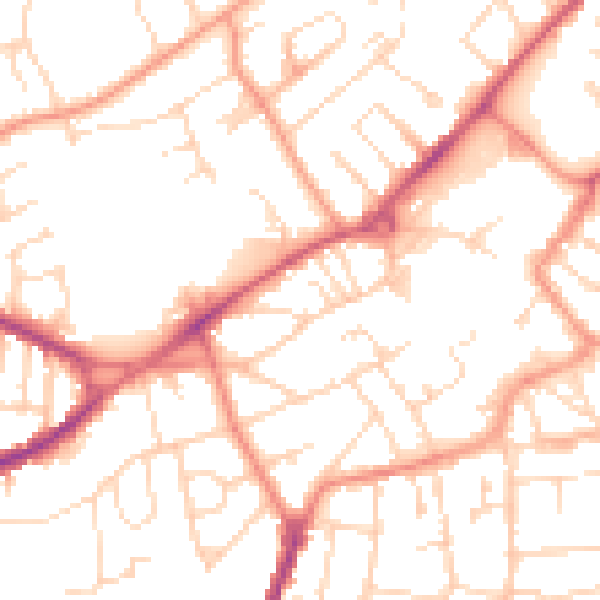 Daytime road noise heatmap for NG17 1EA