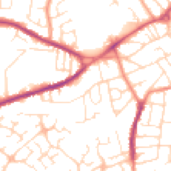 Daytime road noise heatmap for NG17 1EH