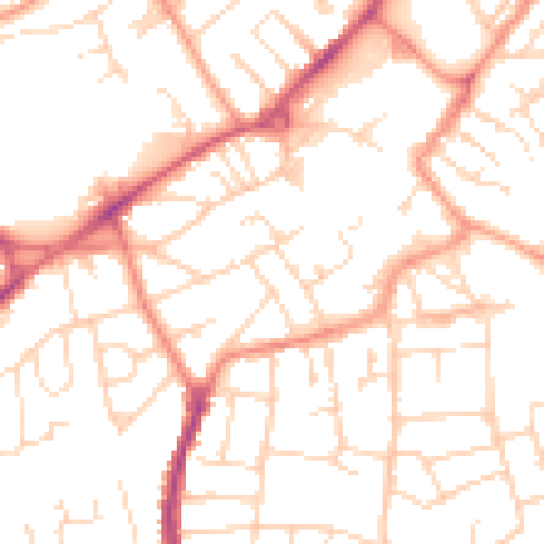 Daytime road noise heatmap for NG17 1EP