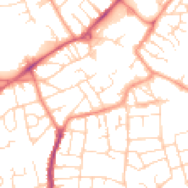 Daytime road noise heatmap for NG17 1EQ