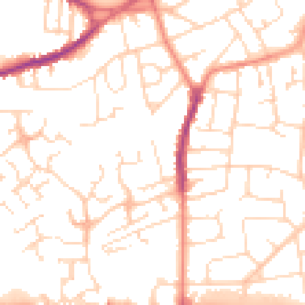 Daytime road noise heatmap for NG17 1ET