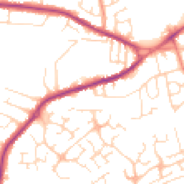 Daytime road noise heatmap for NG17 1FR