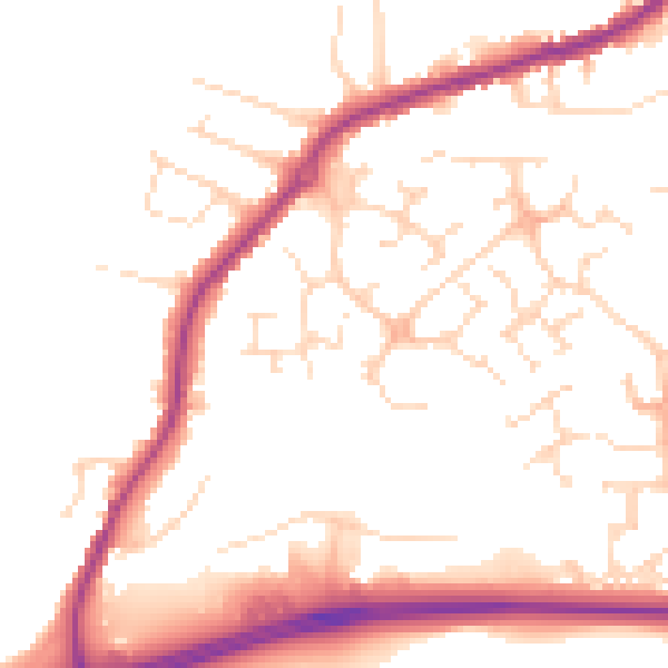 Daytime road noise heatmap for NG17 1JR