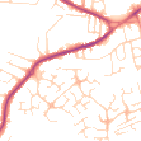 Daytime road noise heatmap for NG17 1LH