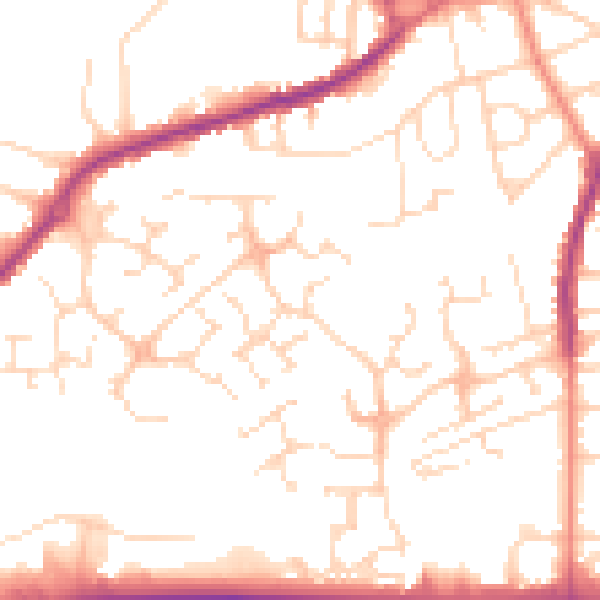 Daytime road noise heatmap for NG17 1LR
