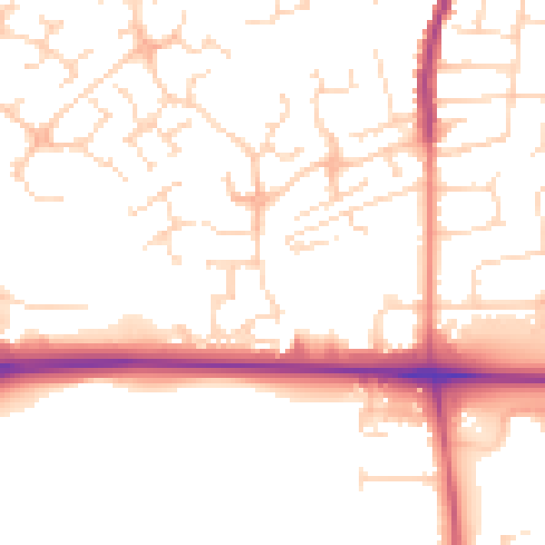 Daytime road noise heatmap for NG17 1NA