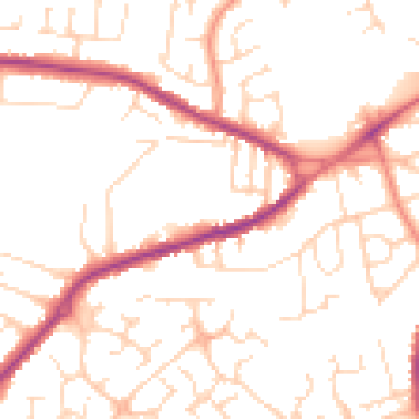 Daytime road noise heatmap for NG17 1NG